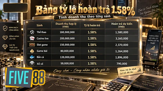 Bảng tỷ lệ tính doanh thu hoàn trả 1.58%