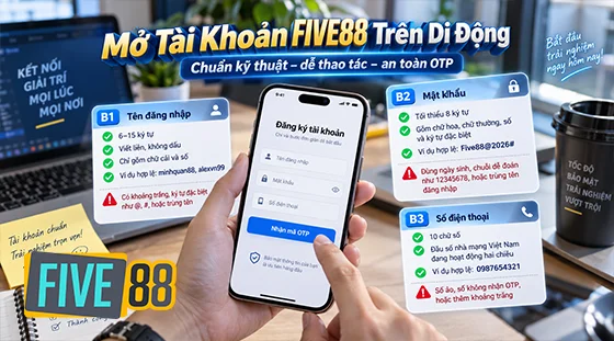 Quy trình mở tài khoản FIVE88 chuẩn kỹ thuật trên di động