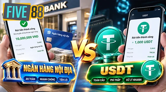 So sánh hai phương thức rút tiền chủ lực: Ngân hàng nội địa và USDT